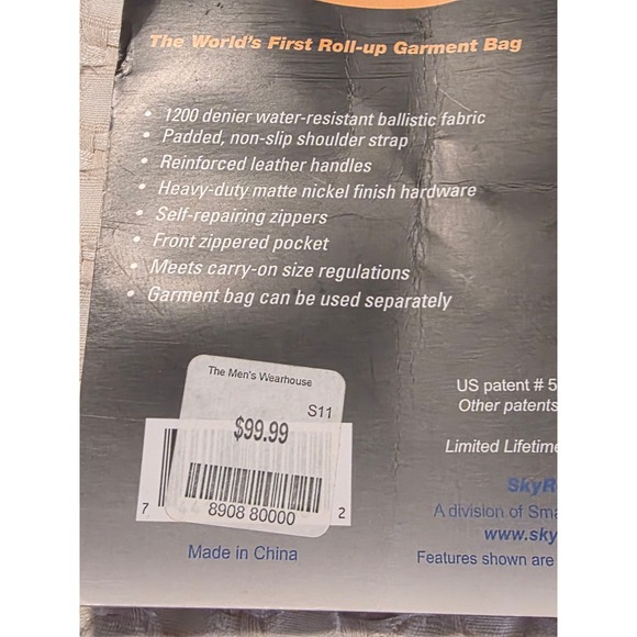 SkyRoll Roll-Up Garment Bag Mens Black Like New Carry-On Suit Travel Luggage - Picture 9 of 9